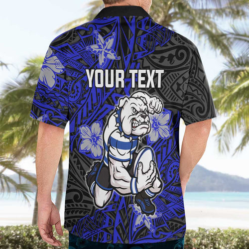 Personalised Canterbury-Bankstown Bulldogs Hawaiian Shirt Polynesian Tribal Pattern With Rugby Bulldog Mascot Art