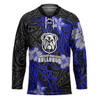 Personalised Canterbury-Bankstown Bulldogs Hockey Jersey Polynesian Tribal Pattern With Rugby Bulldog Mascot Art