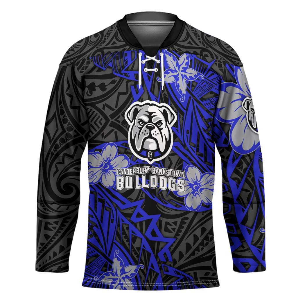 Personalised Canterbury-Bankstown Bulldogs Hockey Jersey Polynesian Tribal Pattern With Rugby Bulldog Mascot Art