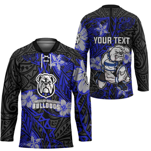 Personalised Canterbury-Bankstown Bulldogs Hockey Jersey Polynesian Tribal Pattern With Rugby Bulldog Mascot Art