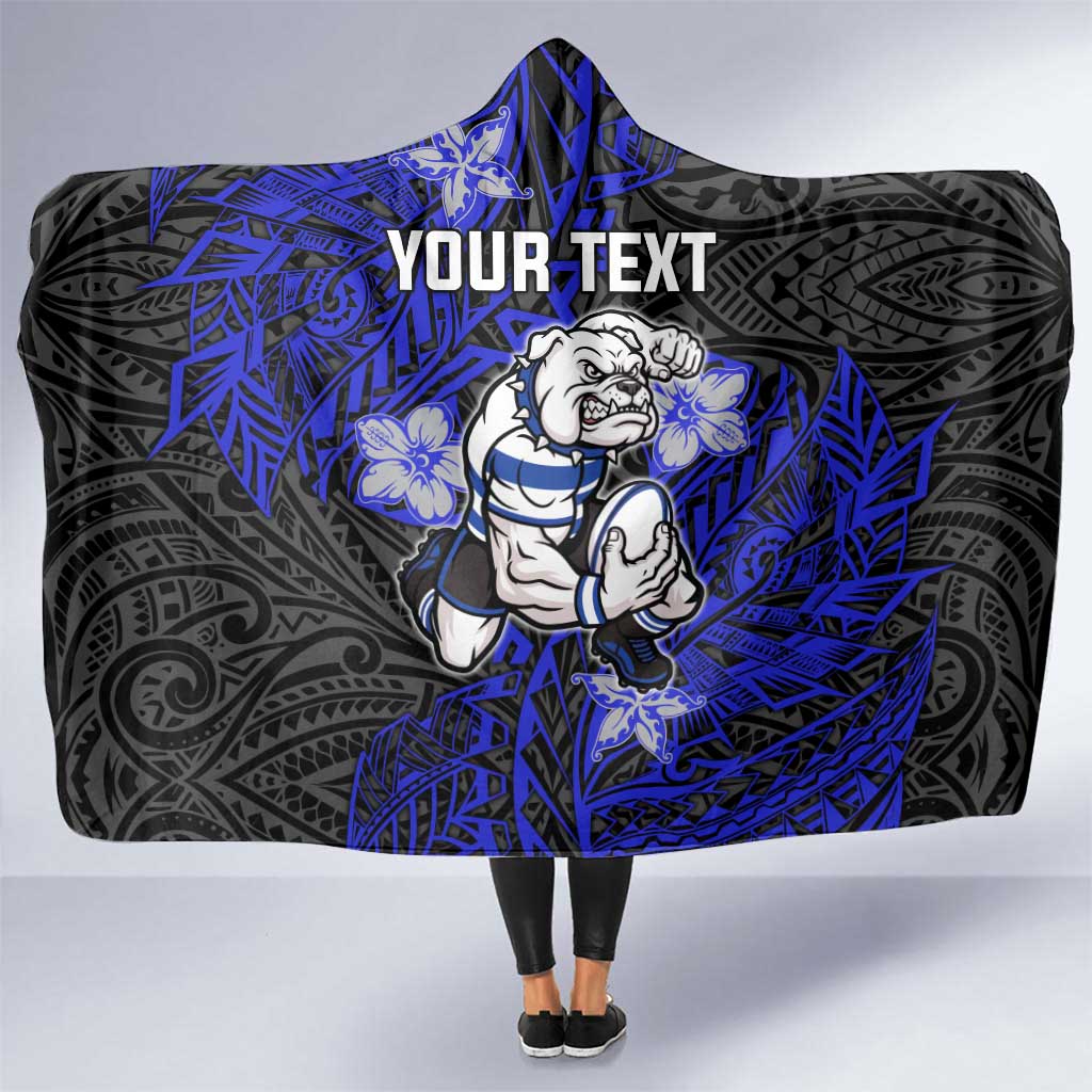 Personalised Canterbury-Bankstown Bulldogs Hooded Blanket Polynesian Tribal Pattern With Rugby Bulldog Mascot Art