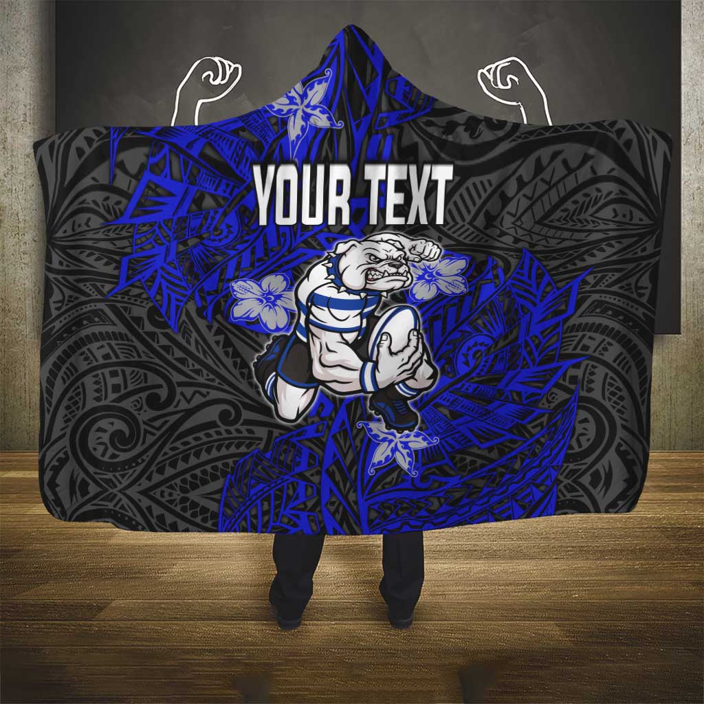 Personalised Canterbury-Bankstown Bulldogs Hooded Blanket Polynesian Tribal Pattern With Rugby Bulldog Mascot Art