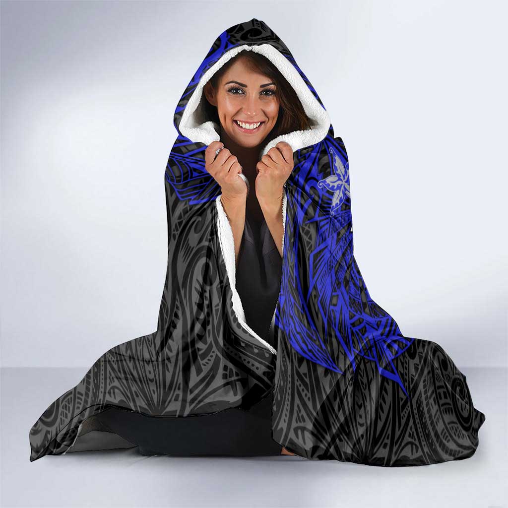 Personalised Canterbury-Bankstown Bulldogs Hooded Blanket Polynesian Tribal Pattern With Rugby Bulldog Mascot Art