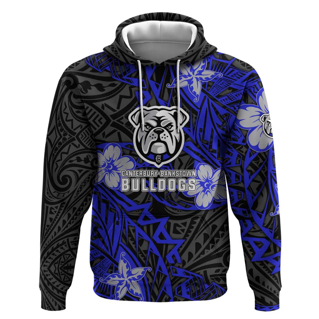 Personalised Canterbury-Bankstown Bulldogs Hoodie Polynesian Tribal Pattern With Rugby Bulldog Mascot Art