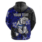 Personalised Canterbury-Bankstown Bulldogs Hoodie Polynesian Tribal Pattern With Rugby Bulldog Mascot Art