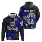 Personalised Canterbury-Bankstown Bulldogs Hoodie Polynesian Tribal Pattern With Rugby Bulldog Mascot Art