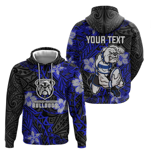 Personalised Canterbury-Bankstown Bulldogs Hoodie Polynesian Tribal Pattern With Rugby Bulldog Mascot Art