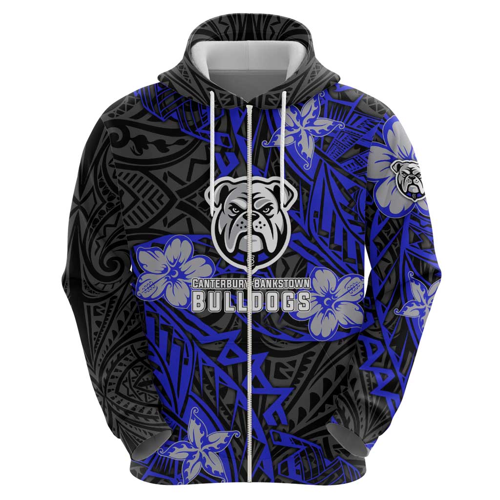Personalised Canterbury-Bankstown Bulldogs Hoodie Polynesian Tribal Pattern With Rugby Bulldog Mascot Art