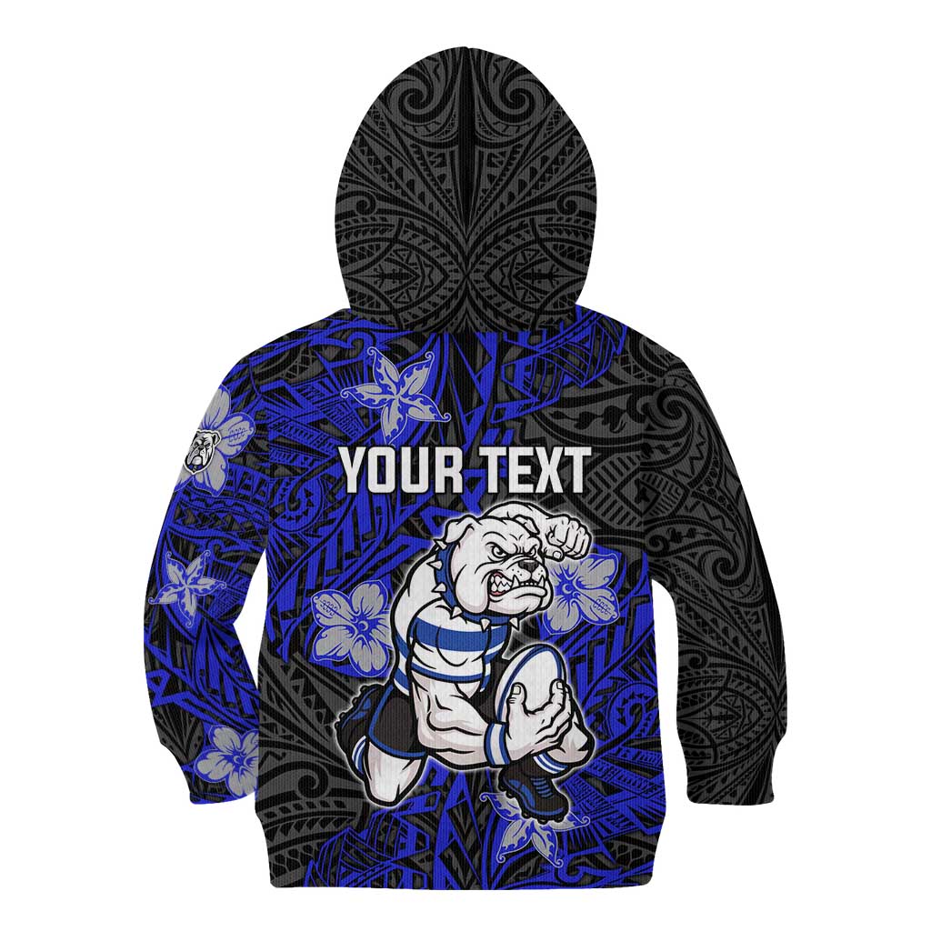 Personalised Canterbury-Bankstown Bulldogs Kid Hoodie Polynesian Tribal Pattern With Rugby Bulldog Mascot Art
