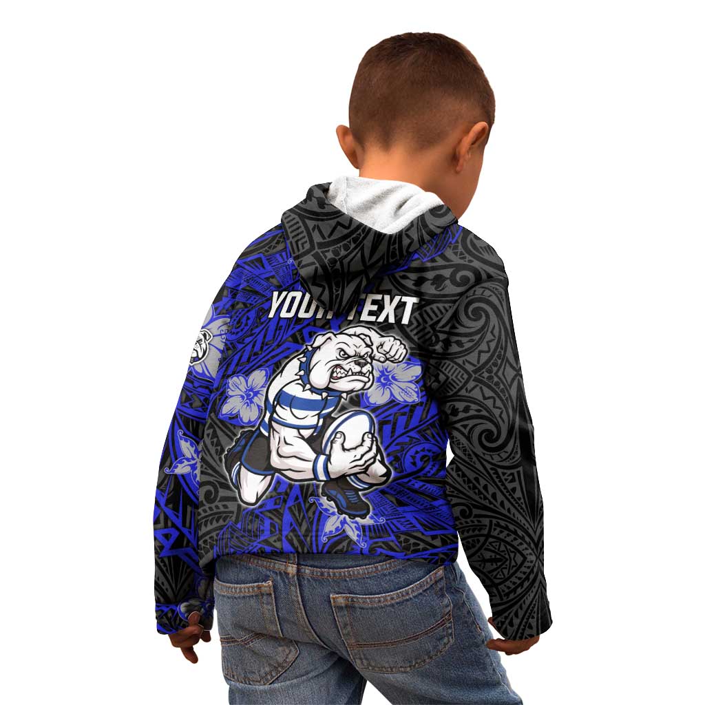 Personalised Canterbury-Bankstown Bulldogs Kid Hoodie Polynesian Tribal Pattern With Rugby Bulldog Mascot Art