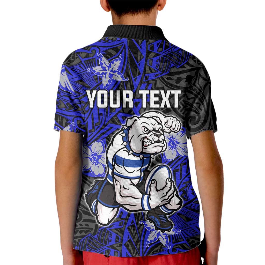 Personalised Canterbury-Bankstown Bulldogs Kid Polo Shirt Polynesian Tribal Pattern With Rugby Bulldog Mascot Art