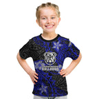 Personalised Canterbury-Bankstown Bulldogs Kid T Shirt Polynesian Tribal Pattern With Rugby Bulldog Mascot Art