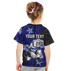 Personalised Canterbury-Bankstown Bulldogs Kid T Shirt Polynesian Tribal Pattern With Rugby Bulldog Mascot Art