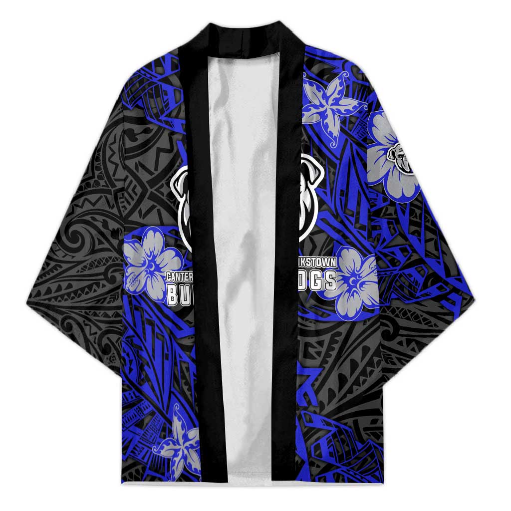 Personalised Canterbury-Bankstown Bulldogs Kimono Polynesian Tribal Pattern With Rugby Bulldog Mascot Art