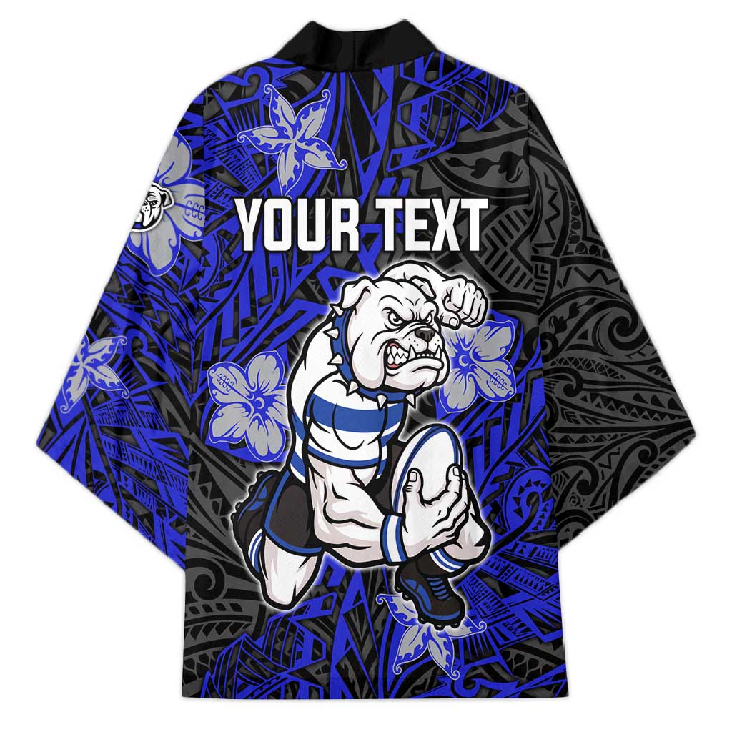 Personalised Canterbury-Bankstown Bulldogs Kimono Polynesian Tribal Pattern With Rugby Bulldog Mascot Art