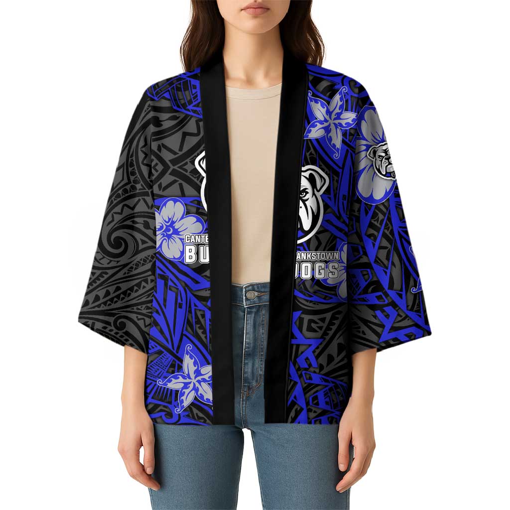 Personalised Canterbury-Bankstown Bulldogs Kimono Polynesian Tribal Pattern With Rugby Bulldog Mascot Art