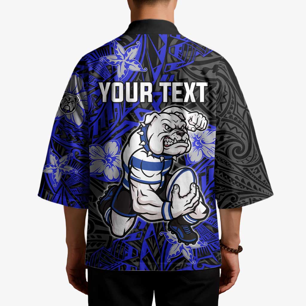 Personalised Canterbury-Bankstown Bulldogs Kimono Polynesian Tribal Pattern With Rugby Bulldog Mascot Art
