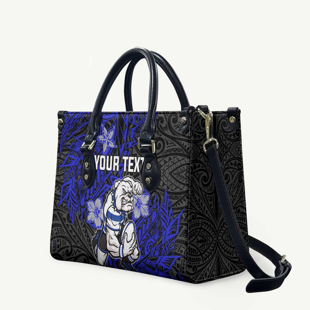 Personalised Canterbury-Bankstown Bulldogs Leather Bag Polynesian Tribal Pattern With Rugby Bulldog Mascot Art