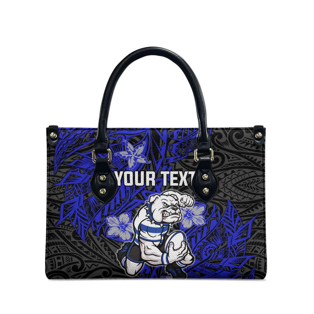 Personalised Canterbury-Bankstown Bulldogs Leather Bag Polynesian Tribal Pattern With Rugby Bulldog Mascot Art