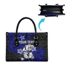 Personalised Canterbury-Bankstown Bulldogs Leather Bag Polynesian Tribal Pattern With Rugby Bulldog Mascot Art