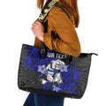 Personalised Canterbury-Bankstown Bulldogs Leather Tote Bag Polynesian Tribal Pattern With Rugby Bulldog Mascot Art