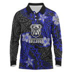 Personalised Canterbury-Bankstown Bulldogs Long Sleeve Polo Shirt Polynesian Tribal Pattern With Rugby Bulldog Mascot Art