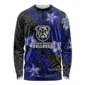 Personalised Canterbury-Bankstown Bulldogs Long Sleeve Shirt Polynesian Tribal Pattern With Rugby Bulldog Mascot Art