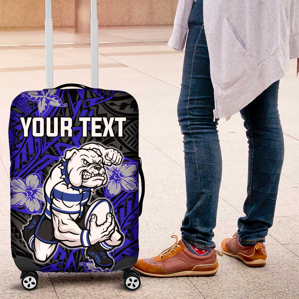 Personalised Canterbury-Bankstown Bulldogs Luggage Cover Polynesian Tribal Pattern With Rugby Bulldog Mascot Art