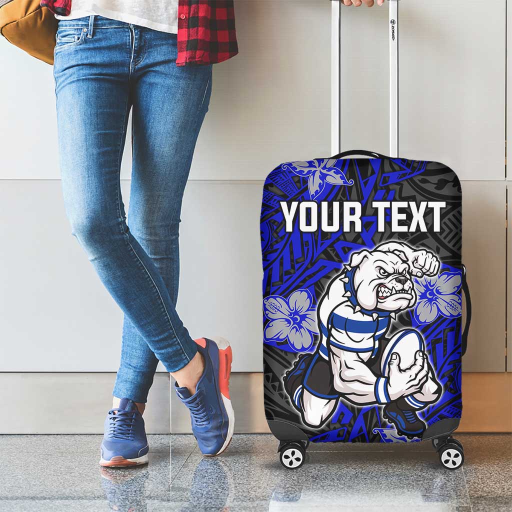 Personalised Canterbury-Bankstown Bulldogs Luggage Cover Polynesian Tribal Pattern With Rugby Bulldog Mascot Art