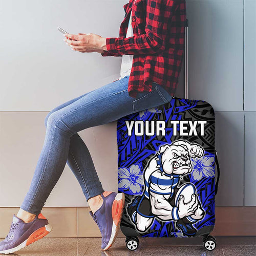 Personalised Canterbury-Bankstown Bulldogs Luggage Cover Polynesian Tribal Pattern With Rugby Bulldog Mascot Art