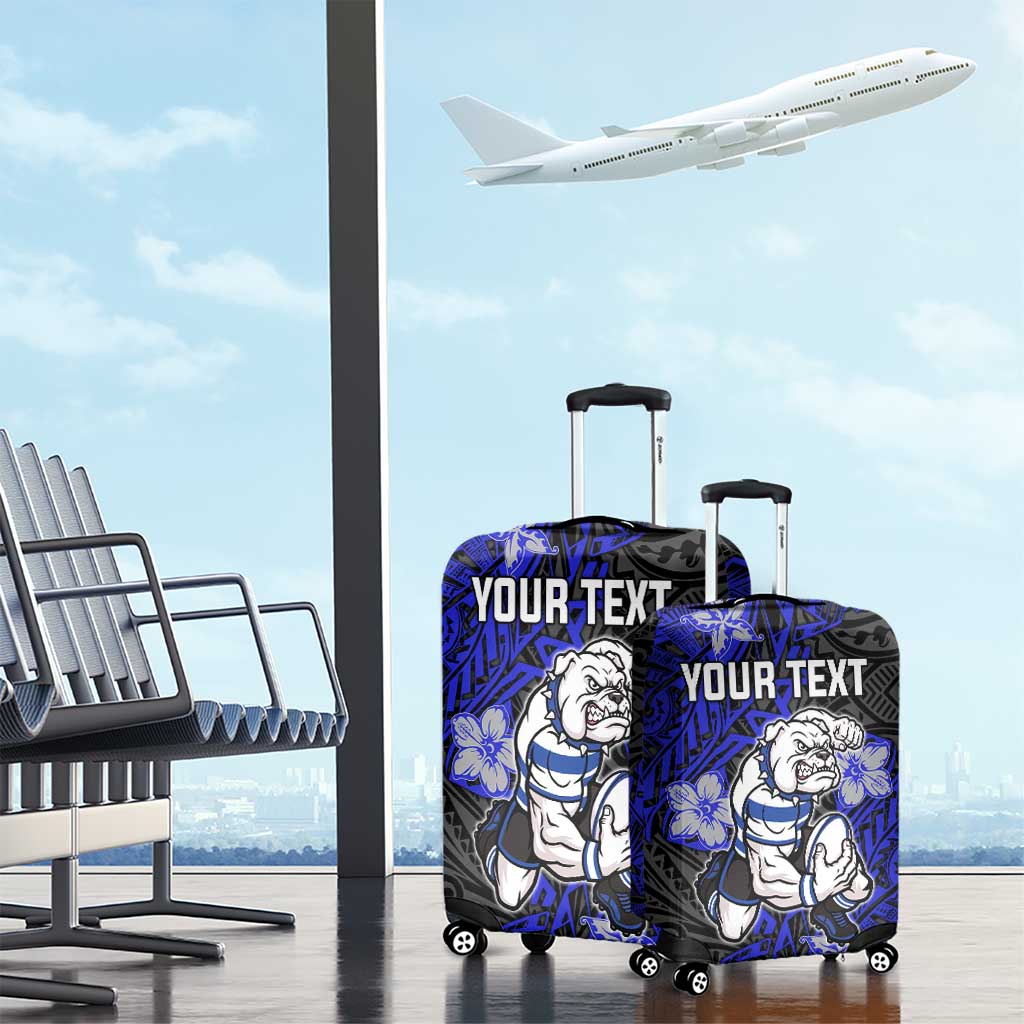 Personalised Canterbury-Bankstown Bulldogs Luggage Cover Polynesian Tribal Pattern With Rugby Bulldog Mascot Art