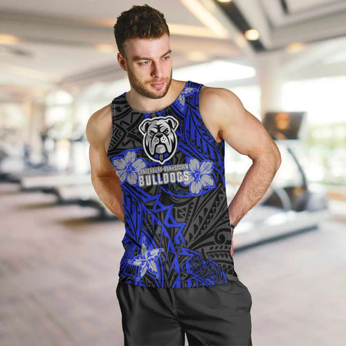 Personalised Canterbury-Bankstown Bulldogs Men Tank Top Polynesian Tribal Pattern With Rugby Bulldog Mascot Art