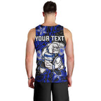 Personalised Canterbury-Bankstown Bulldogs Men Tank Top Polynesian Tribal Pattern With Rugby Bulldog Mascot Art