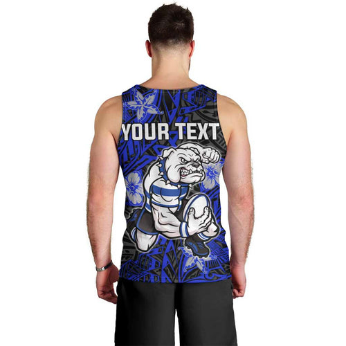 Personalised Canterbury-Bankstown Bulldogs Men Tank Top Polynesian Tribal Pattern With Rugby Bulldog Mascot Art