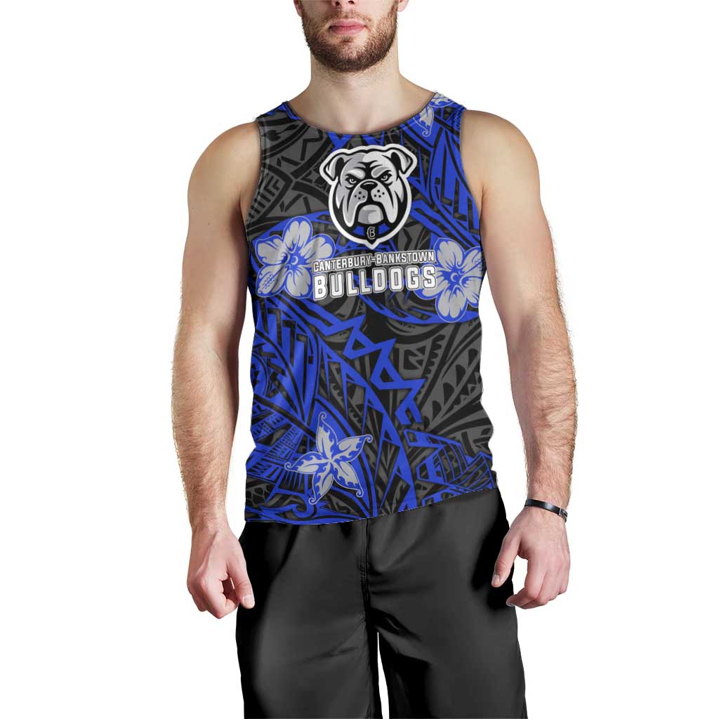 Personalised Canterbury-Bankstown Bulldogs Men Tank Top Polynesian Tribal Pattern With Rugby Bulldog Mascot Art