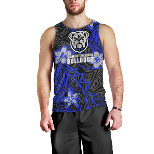 Personalised Canterbury-Bankstown Bulldogs Men Tank Top Polynesian Tribal Pattern With Rugby Bulldog Mascot Art