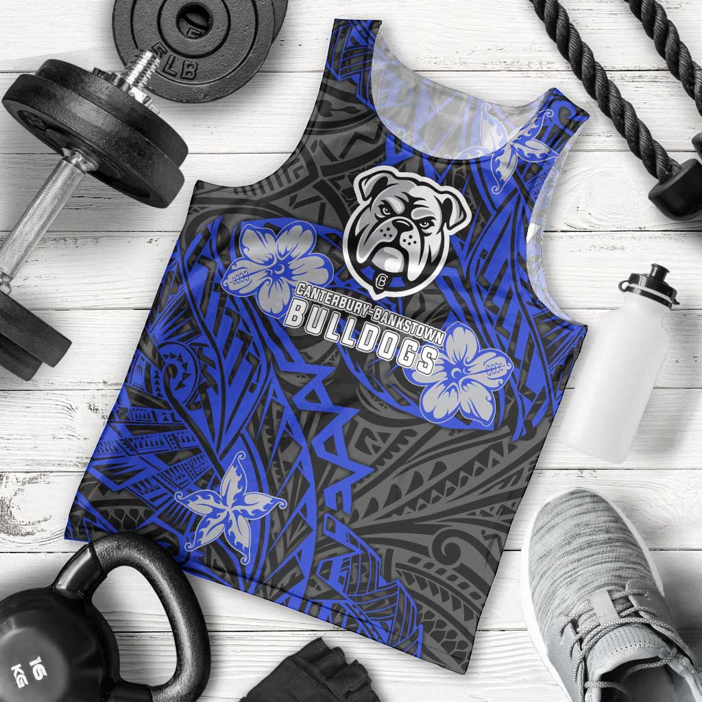 Personalised Canterbury-Bankstown Bulldogs Men Tank Top Polynesian Tribal Pattern With Rugby Bulldog Mascot Art