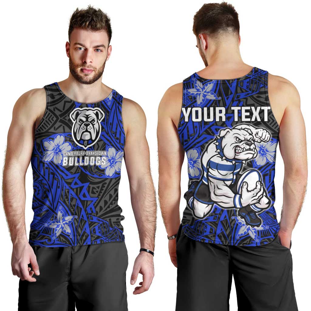 Personalised Canterbury-Bankstown Bulldogs Men Tank Top Polynesian Tribal Pattern With Rugby Bulldog Mascot Art