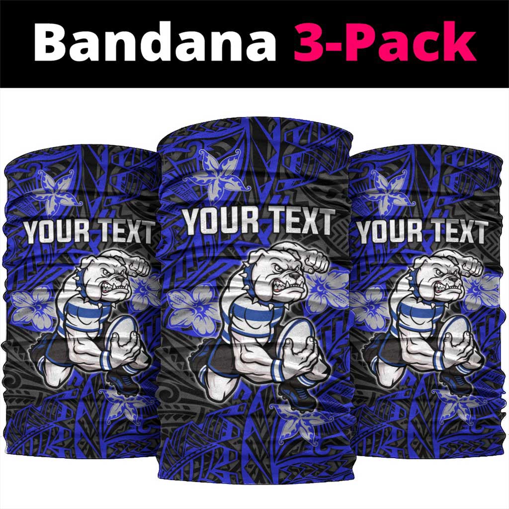 Personalised Canterbury-Bankstown Bulldogs Neck Gaiter Polynesian Tribal Pattern With Rugby Bulldog Mascot Art