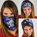 Personalised Canterbury-Bankstown Bulldogs Neck Gaiter Polynesian Tribal Pattern With Rugby Bulldog Mascot Art