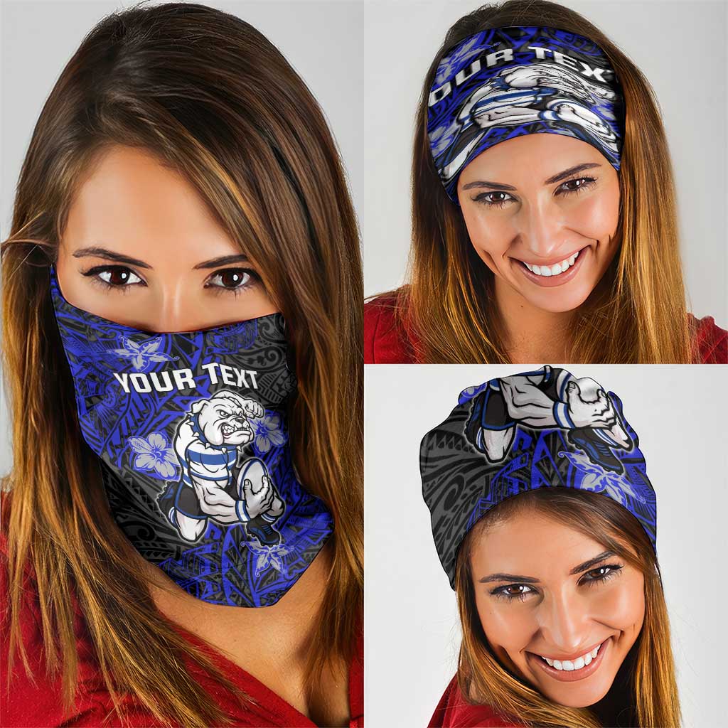 Personalised Canterbury-Bankstown Bulldogs Neck Gaiter Polynesian Tribal Pattern With Rugby Bulldog Mascot Art