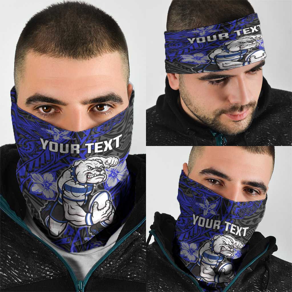 Personalised Canterbury-Bankstown Bulldogs Neck Gaiter Polynesian Tribal Pattern With Rugby Bulldog Mascot Art