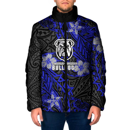 Personalised Canterbury-Bankstown Bulldogs Padded Jacket Polynesian Tribal Pattern With Rugby Bulldog Mascot Art