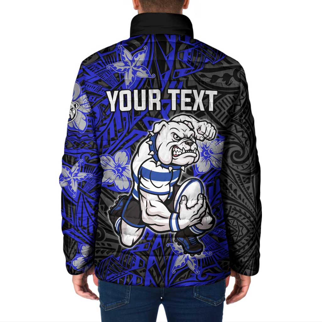 Personalised Canterbury-Bankstown Bulldogs Padded Jacket Polynesian Tribal Pattern With Rugby Bulldog Mascot Art