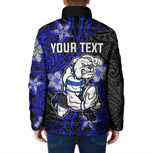 Personalised Canterbury-Bankstown Bulldogs Padded Jacket Polynesian Tribal Pattern With Rugby Bulldog Mascot Art