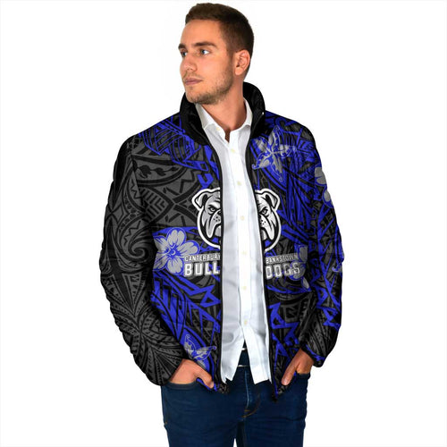 Personalised Canterbury-Bankstown Bulldogs Padded Jacket Polynesian Tribal Pattern With Rugby Bulldog Mascot Art
