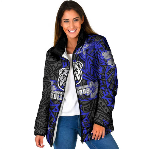 Personalised Canterbury-Bankstown Bulldogs Padded Jacket Polynesian Tribal Pattern With Rugby Bulldog Mascot Art