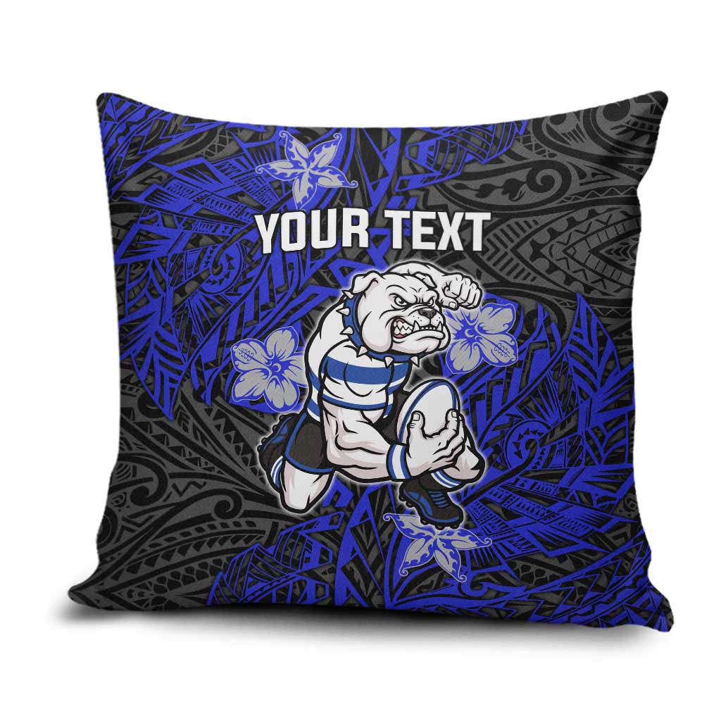 Personalised Canterbury-Bankstown Bulldogs Pillow Cover Polynesian Tribal Pattern With Rugby Bulldog Mascot Art