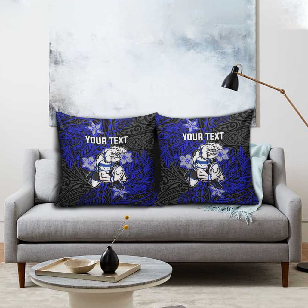 Personalised Canterbury-Bankstown Bulldogs Pillow Cover Polynesian Tribal Pattern With Rugby Bulldog Mascot Art