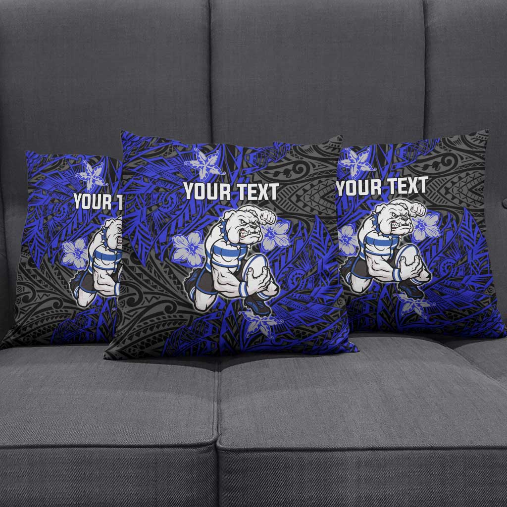 Personalised Canterbury-Bankstown Bulldogs Pillow Cover Polynesian Tribal Pattern With Rugby Bulldog Mascot Art